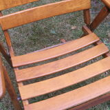 Mid century patinated wood folding garden or patio elbow chair, 1960s