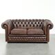 Nice cow leather Chesterfield 2-seater sofa in English style