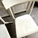 4 beige metal garden chairs