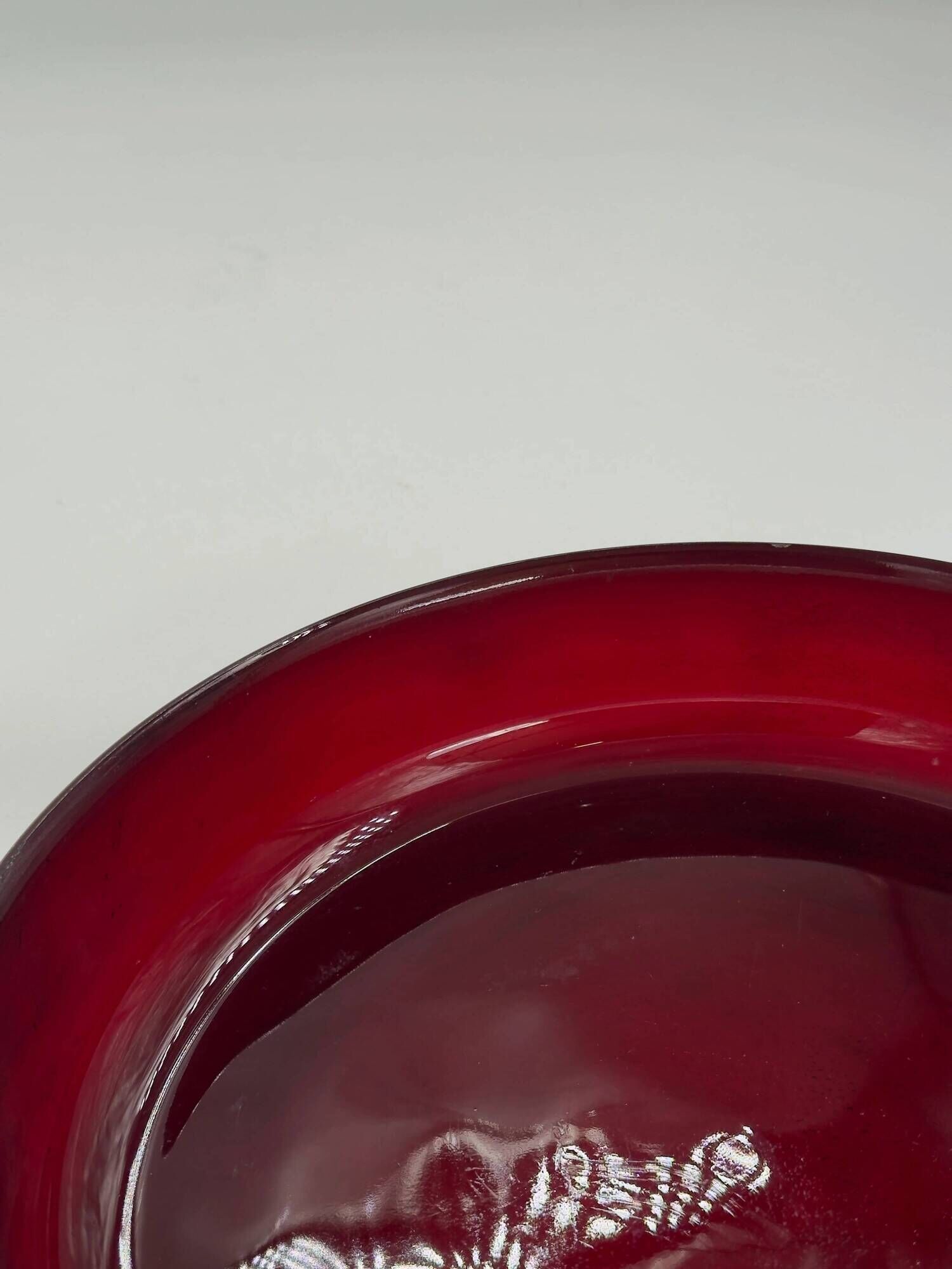 Vintage ruby red pressed glass bowl