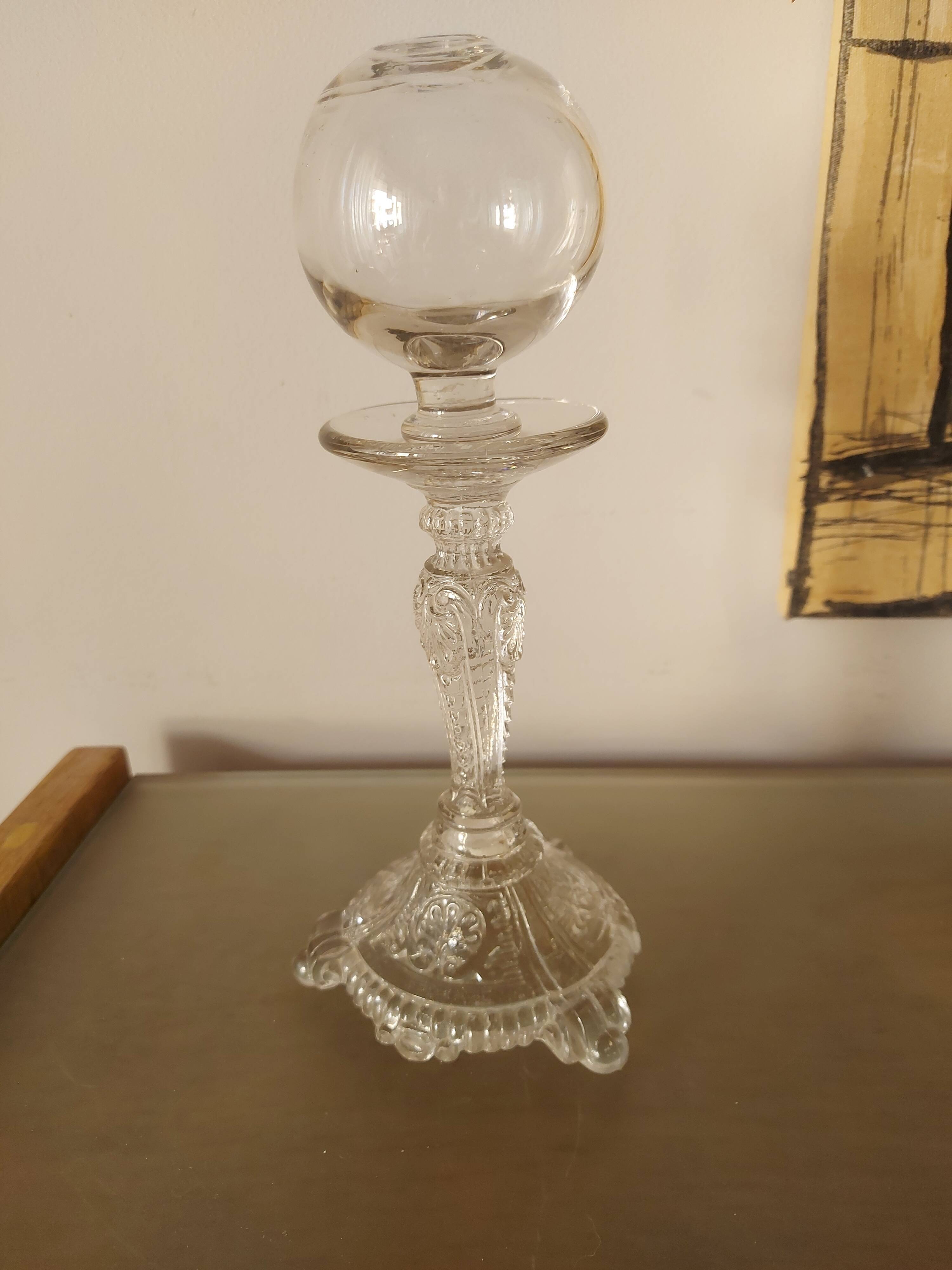 Candle holder blown glass lace lamp
