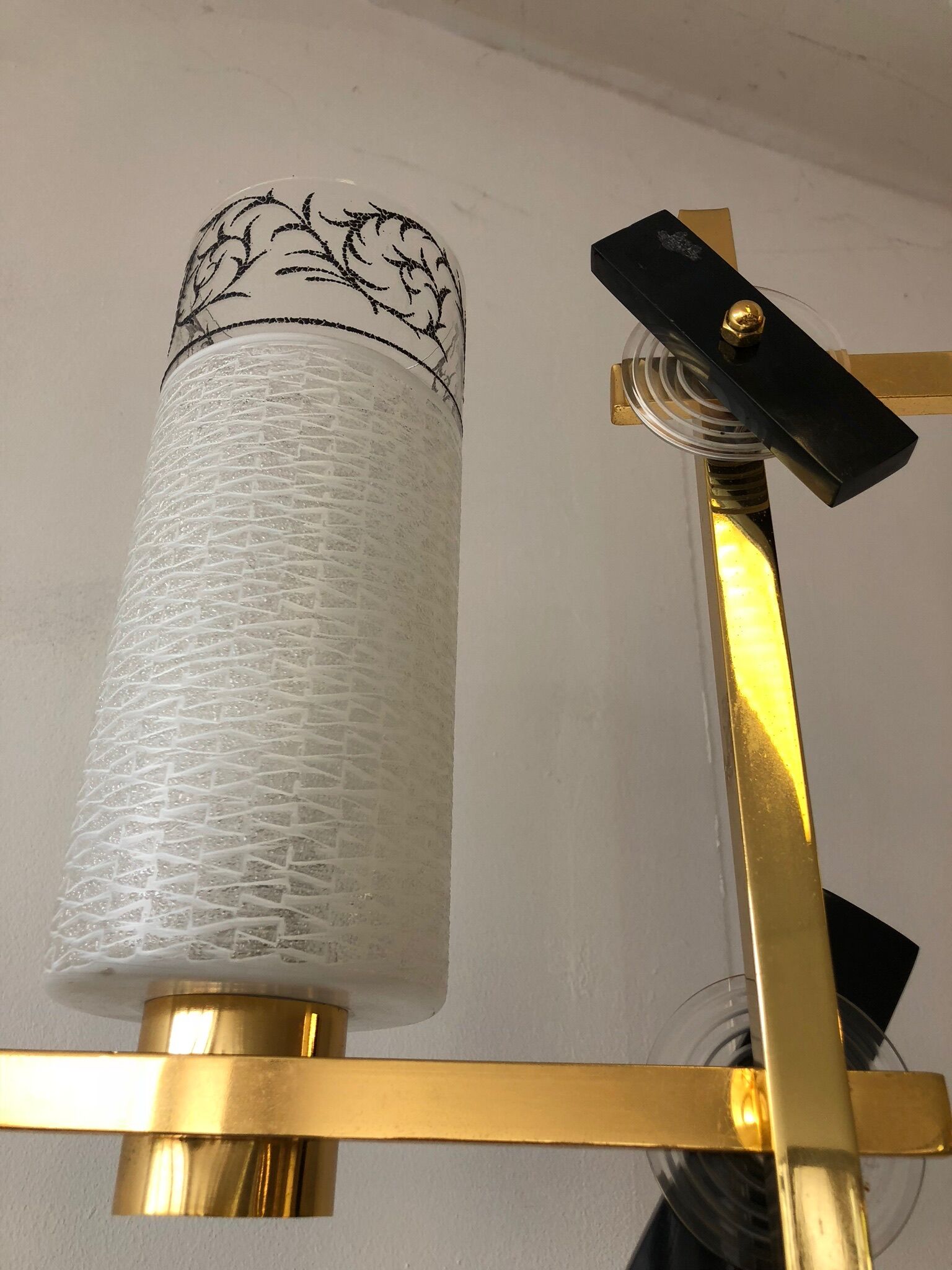 Maison Arlus floor lamp in metal brass and opaline