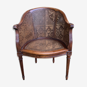 Fauteuil de bureau Louis XVI cannage