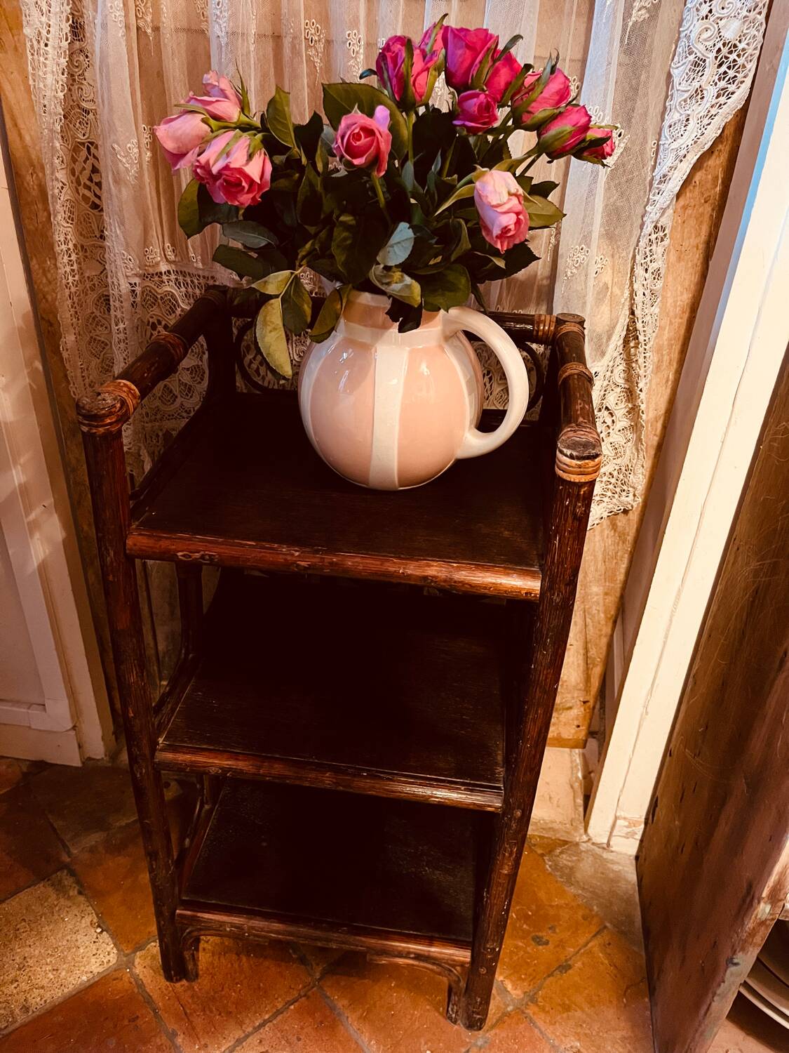 Vintage rattan shelf