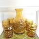 7 amber glasses and carafe Italy 70s