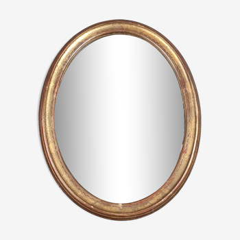 Old oval mirror gilded wood original, around 1900 45x35.5 cm SB