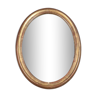 Old oval mirror gilded wood original, around 1900 45x35.5 cm SB