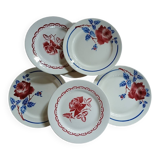 6 mismatched antique flat plates