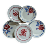 6 mismatched antique flat plates
