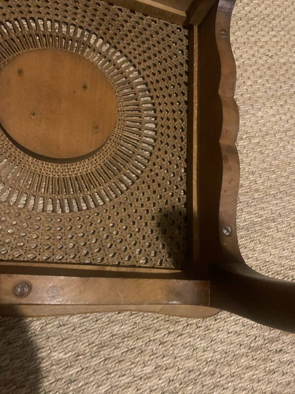 Table d'appoint en bois et osier, années 1940