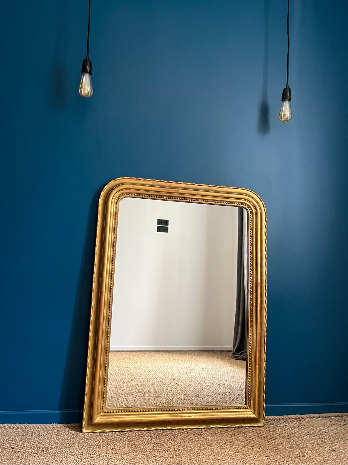 Old mirror 114cm/84cm Louis-Philippe beaded