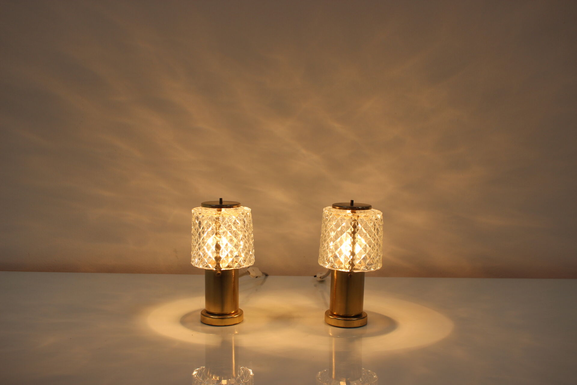 Midcentury Gold Table Lamps, Kamenický Šenov, Preciosa, 1970s