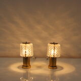 2 lampes de table en or du milieu du siècle, Kamenický Šenov, Preciosa, années 1970