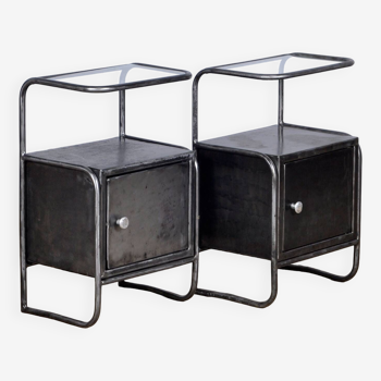 Set Of Iron Nightstands, Circa 1950