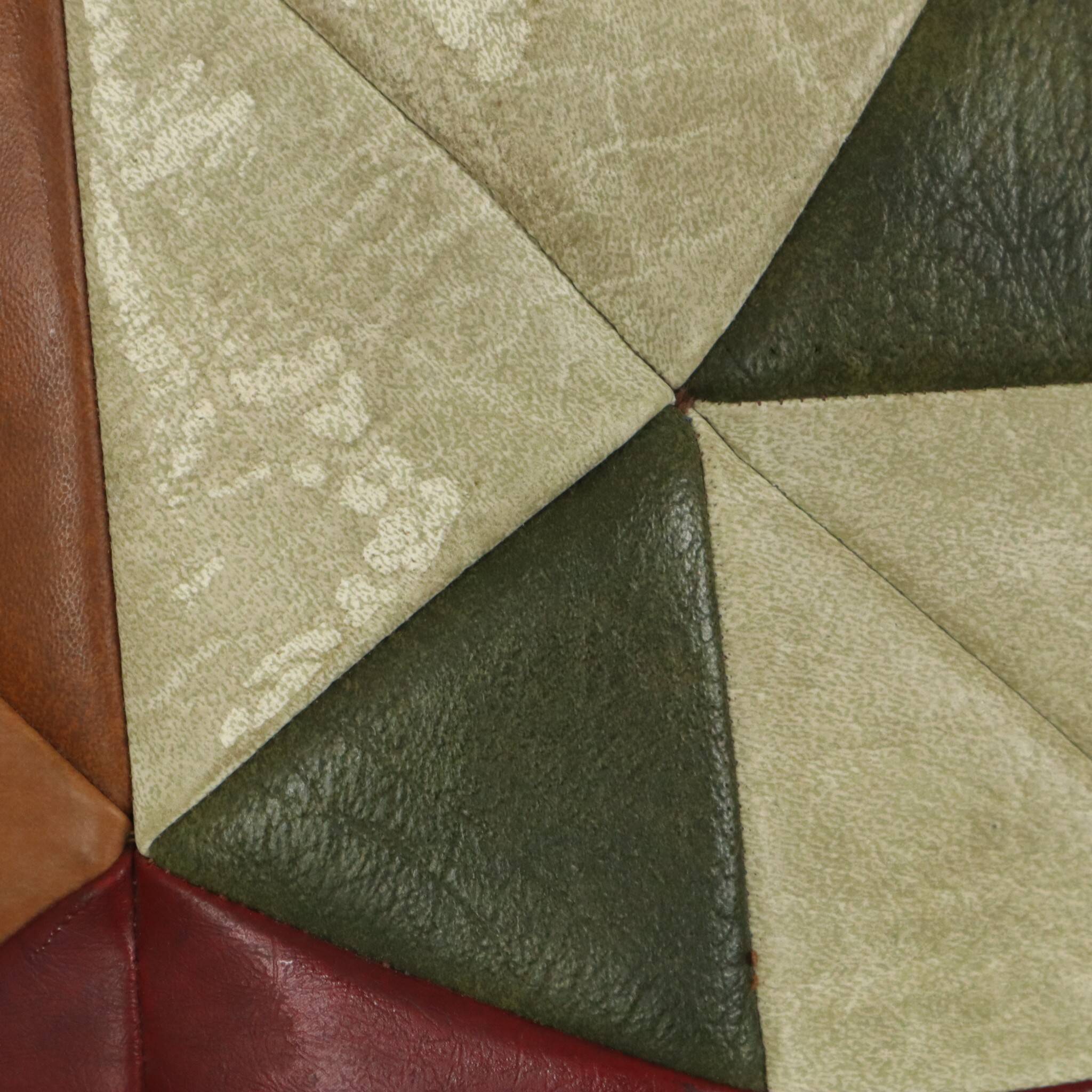 Vintage Patchwork Cushion Diamond Pattern Faux Leather 45cm