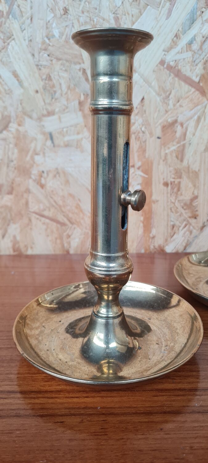 Pair of gilded brass candle holders