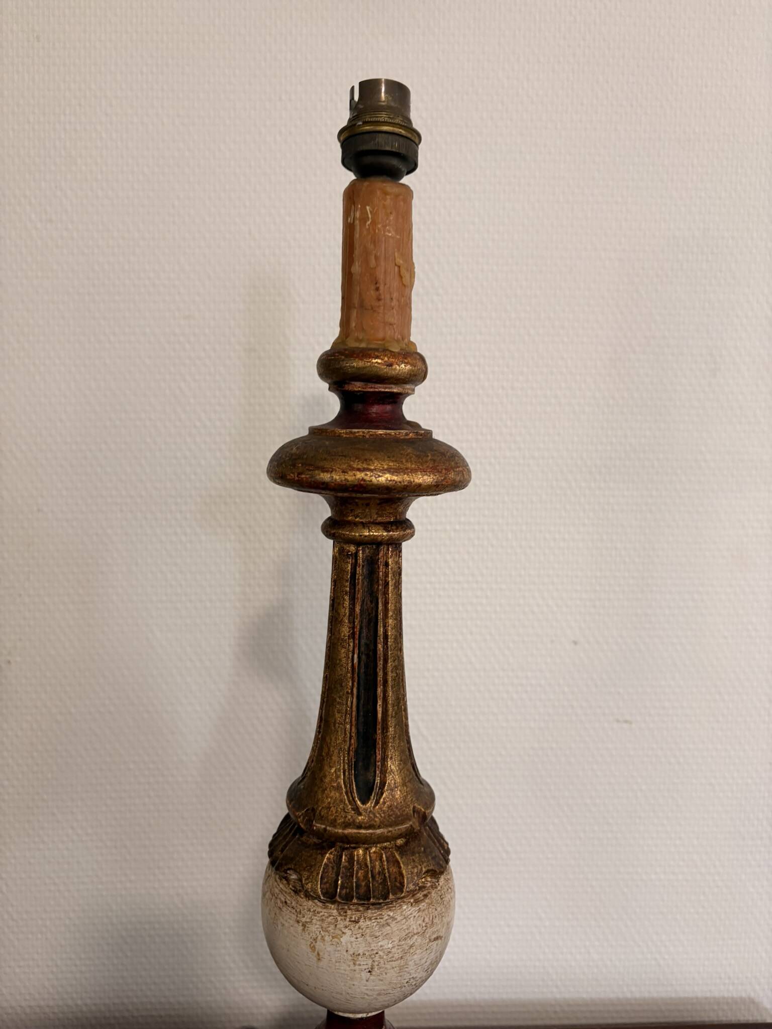 Vintage Ostrich Egg Lamp Stand Art Deco Venetian Florentine Candle Holder