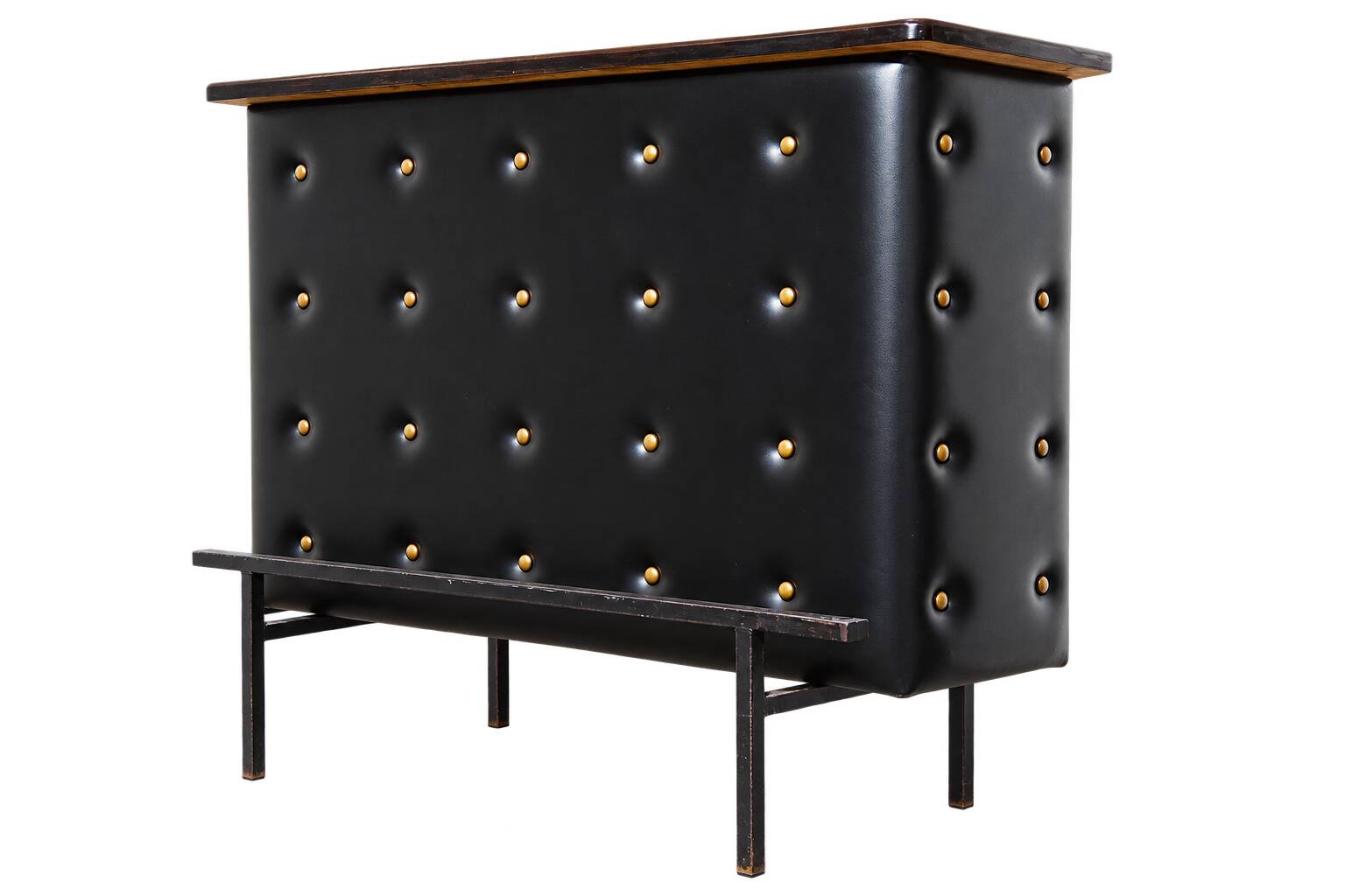 Vintage 1950s black faux leather apartment bar/counter Stl Adnet