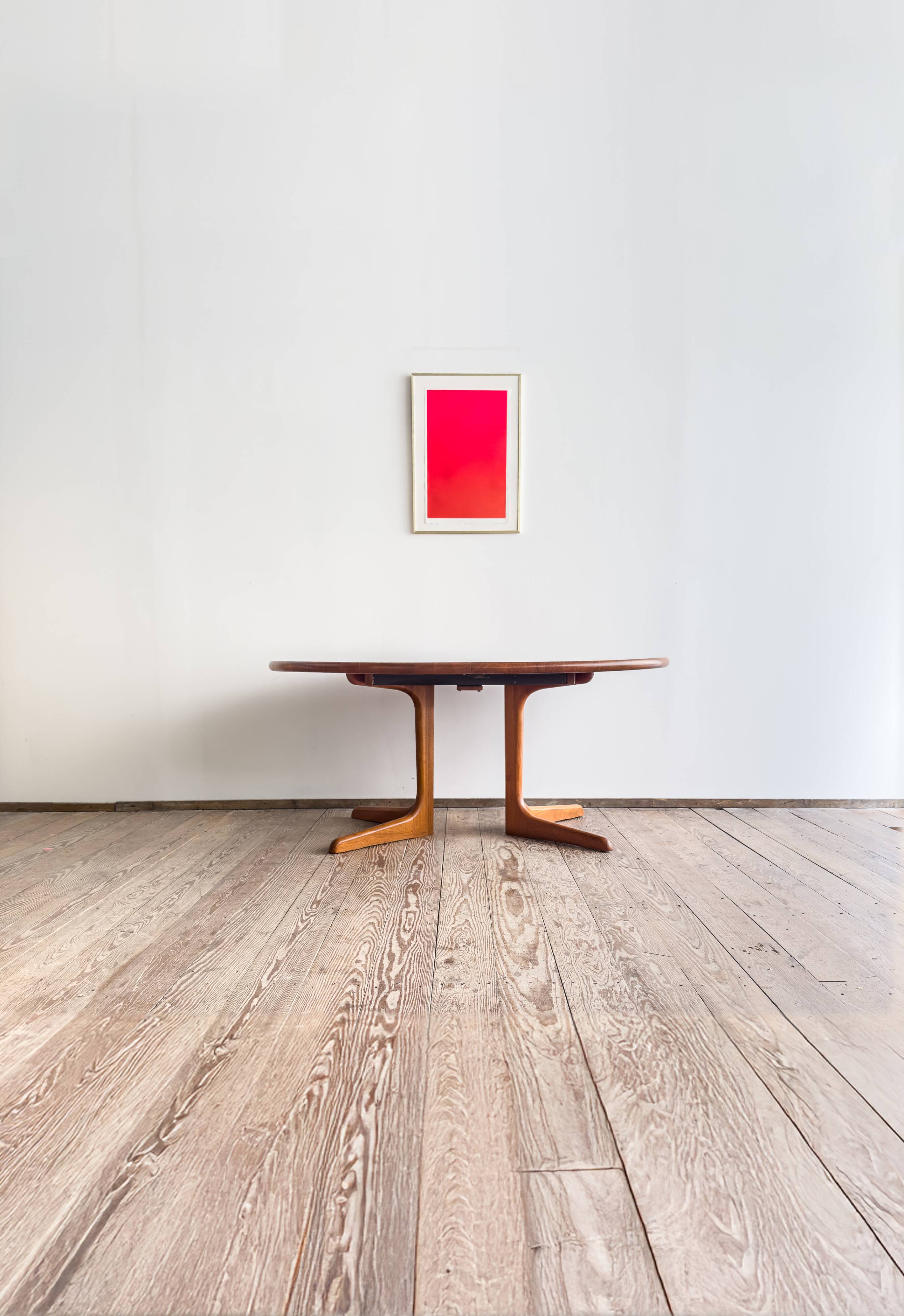 Grande table à manger scandinave vintage en teck massif, Danemark, 1970