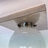 Plafonnier Bauhaus en chrome et verre / encastré, années 1930
