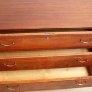 Vintage chest of drawers 3 drawers double handles and brass feet 1960s suede