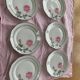 6 dessert plates in white porcelain with art deco rose pattern