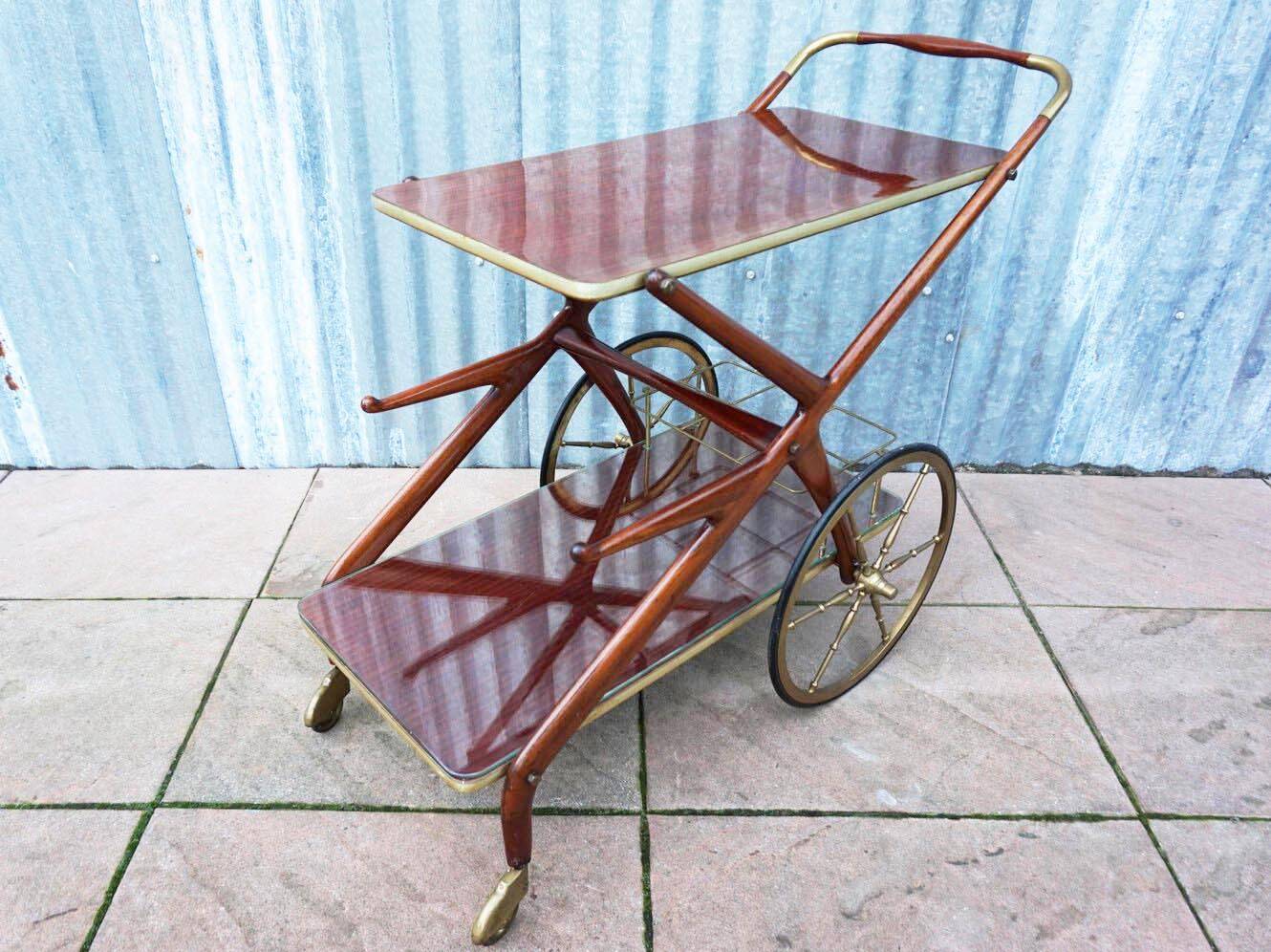 Mid-century bar cart/service cart by Cesare Lacca, 1950s.