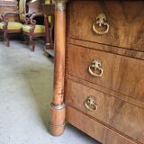 Commode 4 tiroirs style Empire en noyer blond, XIXème siècle