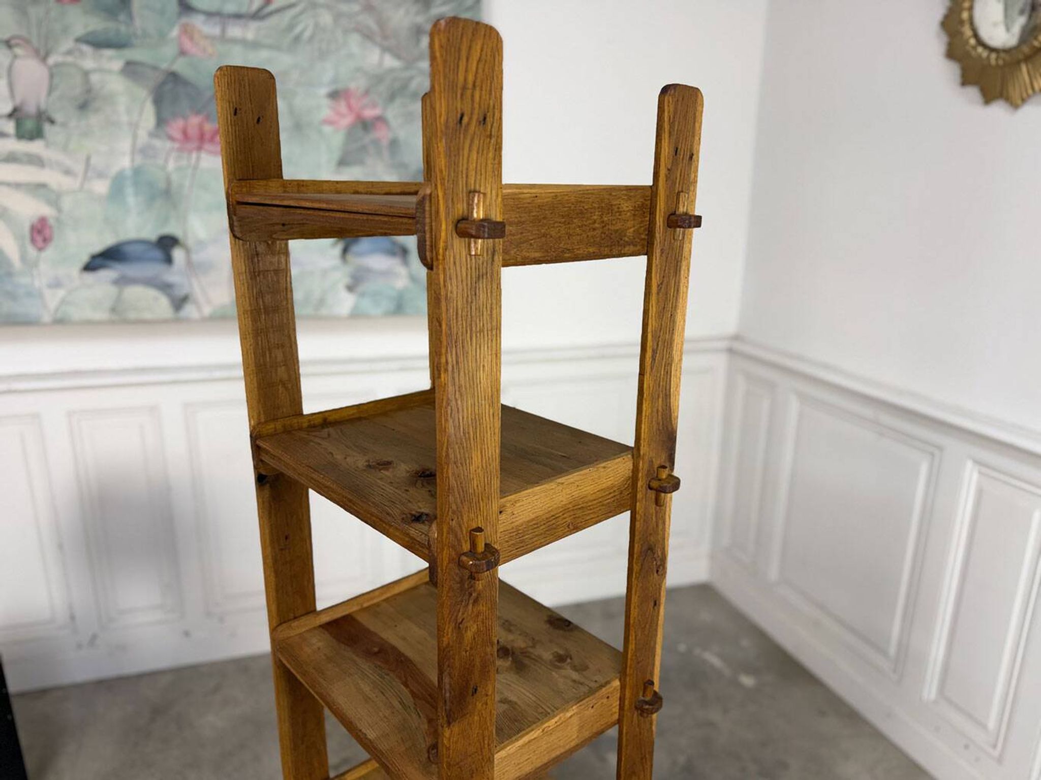 Etagère brutaliste 1950 en hêtre