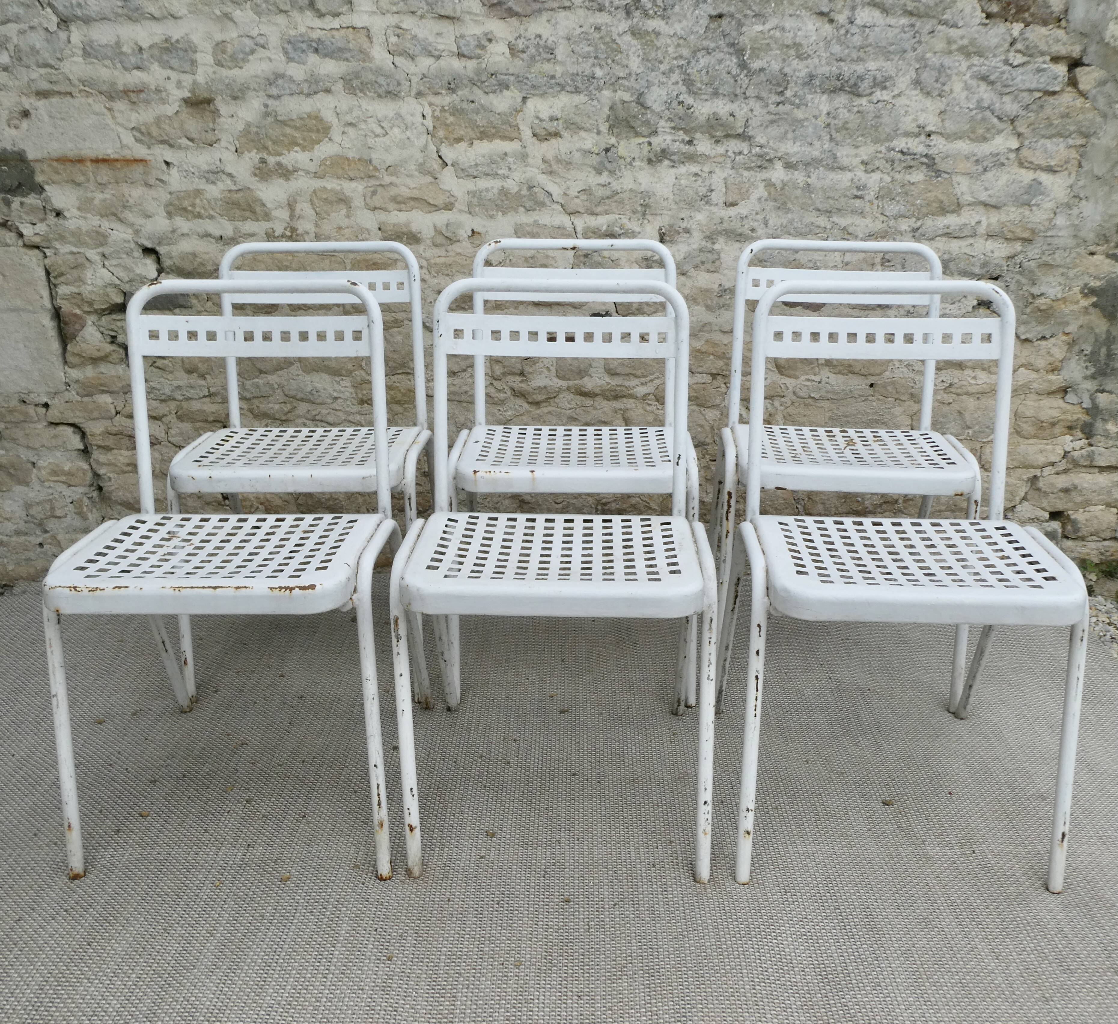 6 metal chairs Souvignet France, circa 1960