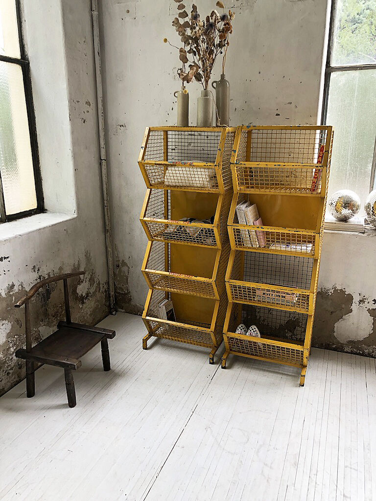 Industrial storage shelves yellow