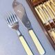 Set de couverts à poisson en métal argenté et ivoire synthétique