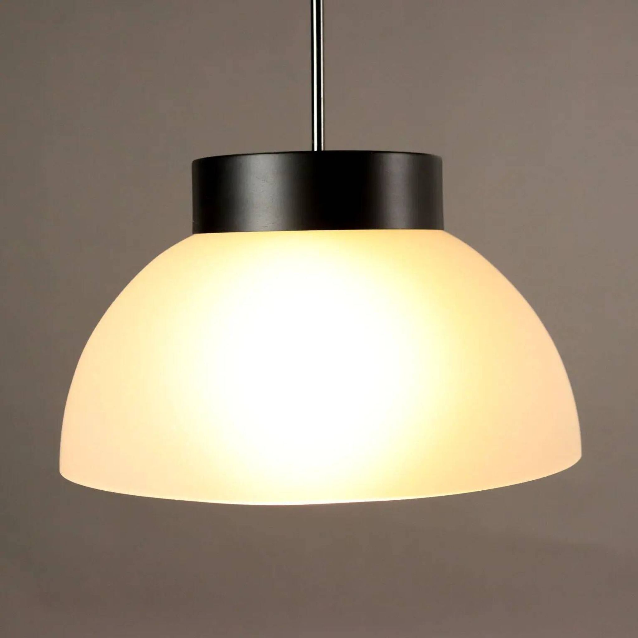 Vintage aluminium and glass pendant light, Italy, 1970s.