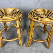 Paire de tabourets en rotin des années 70