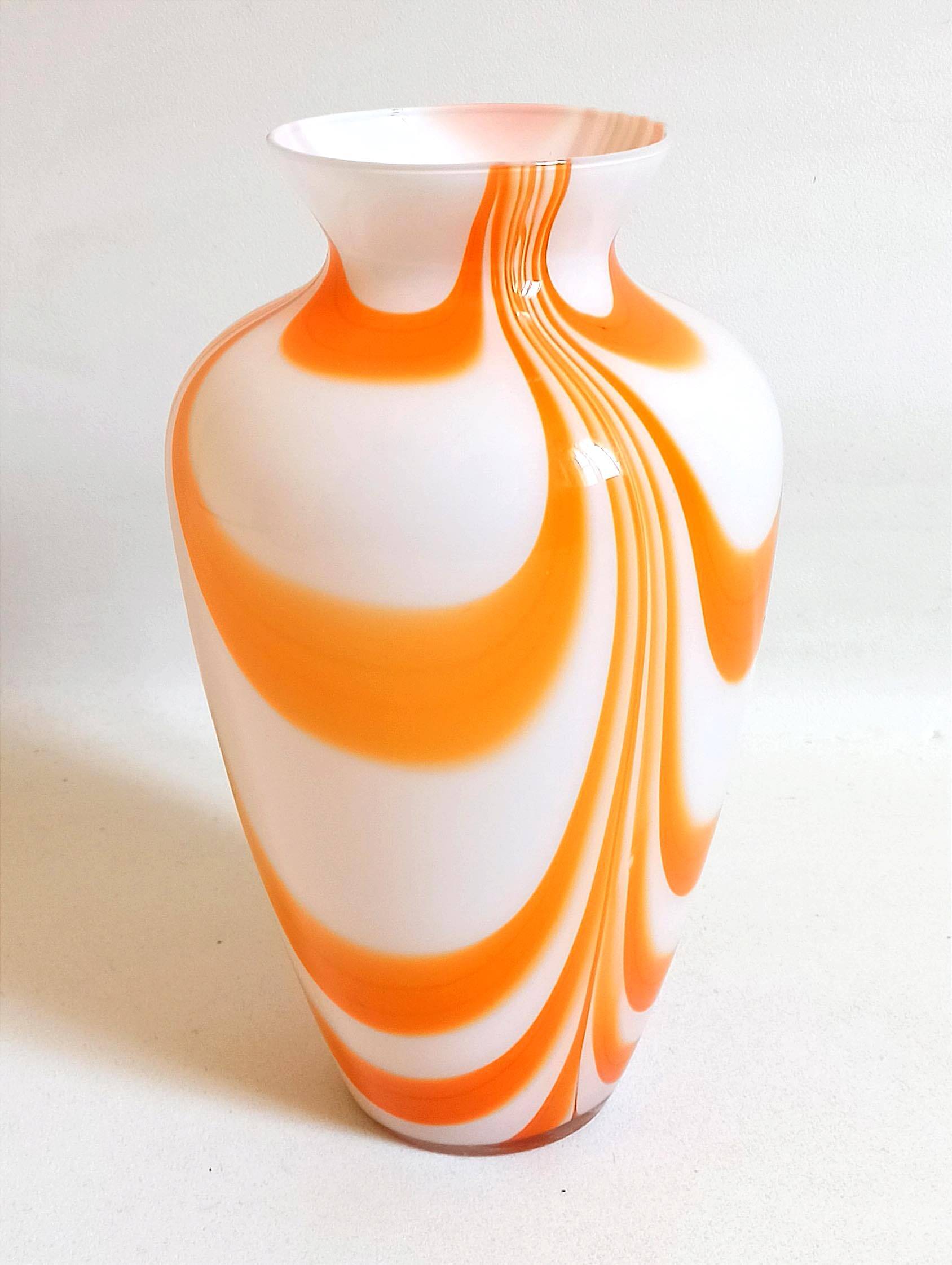 Orange Murano vase by Carlo Moretti 1970s Height 36 cm