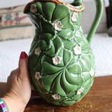 Pitcher and dish in strawberry leaf and flower slip