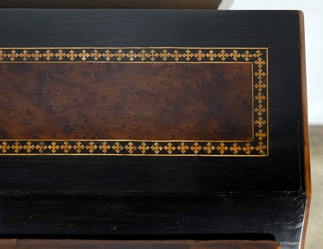 Blackened pearwood and amboyna sloping desk, Napoleon III period, mid-19th century