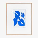 Bird and flower (full blue) — peinture originale en édition limitée par Deleine