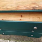 Commode vintage turquoise profond et bois