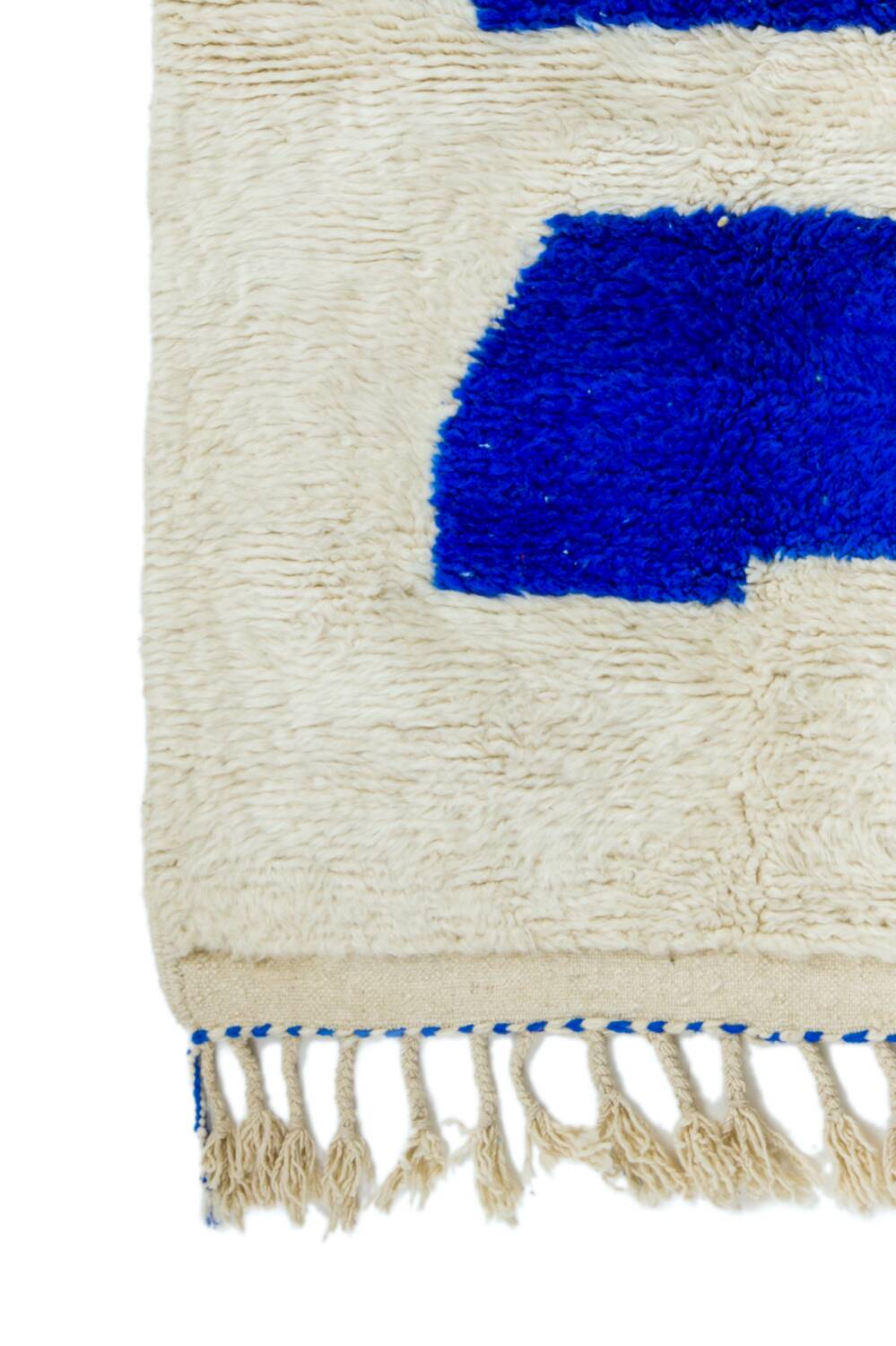 Modern Moroccan Berber Rug Klein Blue and White