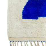 Modern Moroccan Berber Rug Klein Blue and White