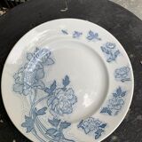 Cake dish, blue floral pattern, k & g luneville model Floreal, vintage and collector