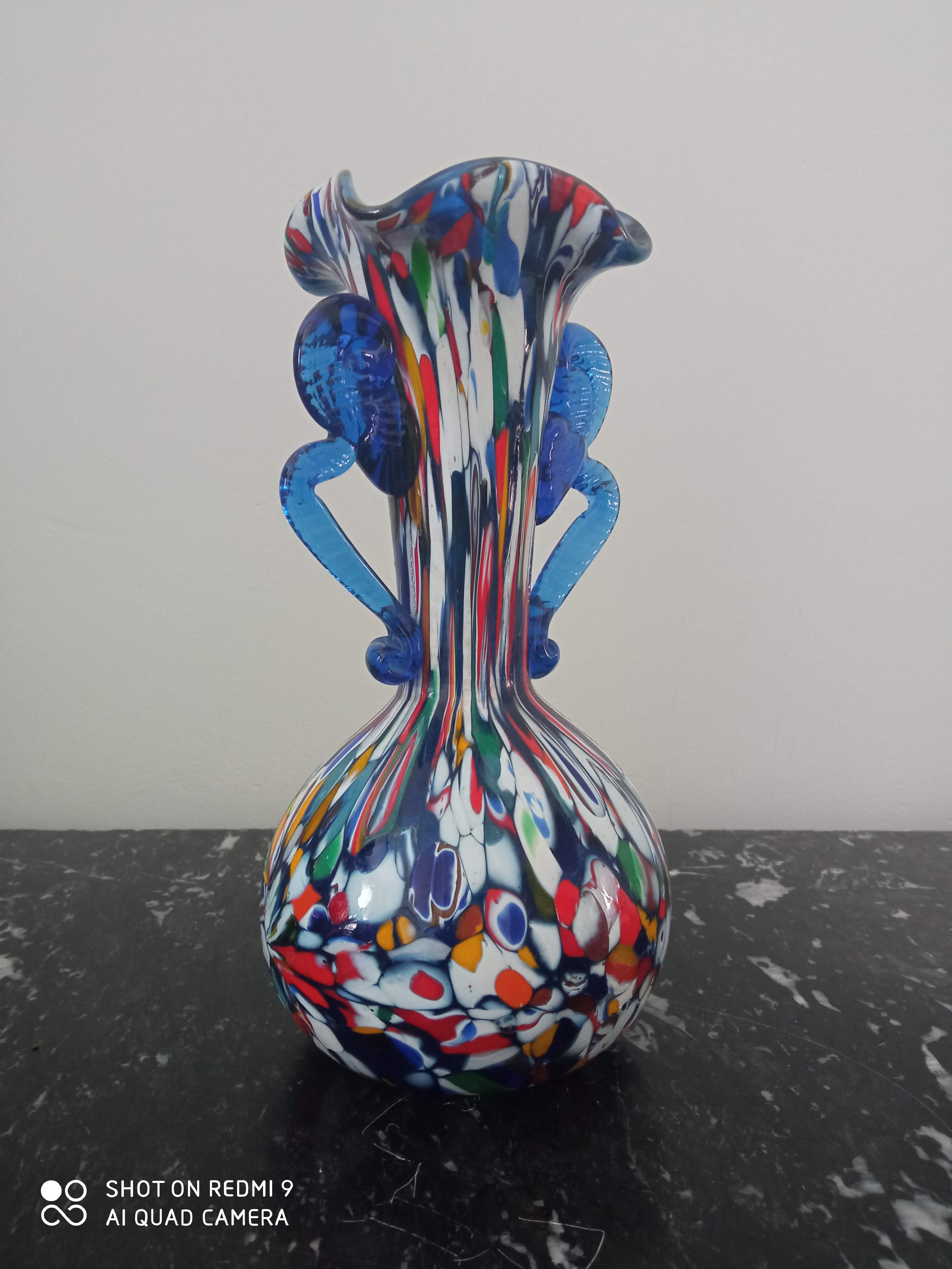 Ancient Murano vase in aventurine and murrina polychrome Italy circa 1940