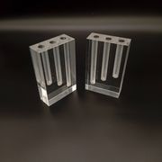 Duo Vase Bloc Résine Lucite Triple Cheminée Plexiglas Design Postmoderne