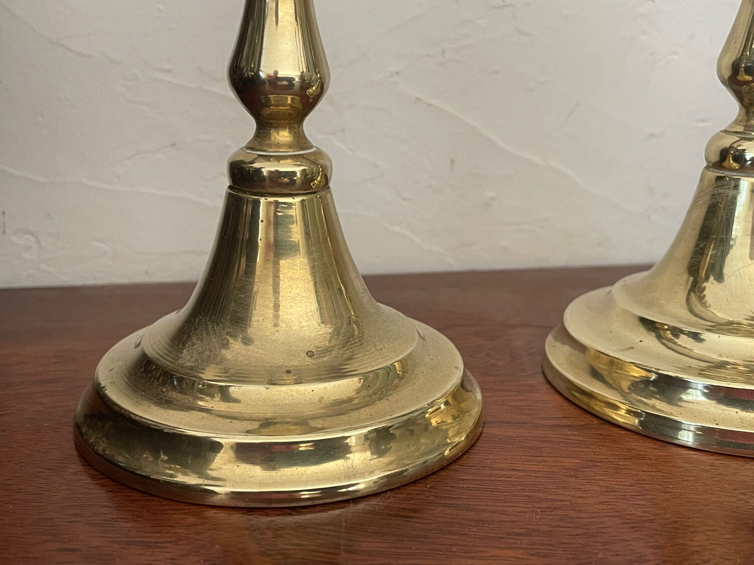 Pair of twisted solid brass candle holders