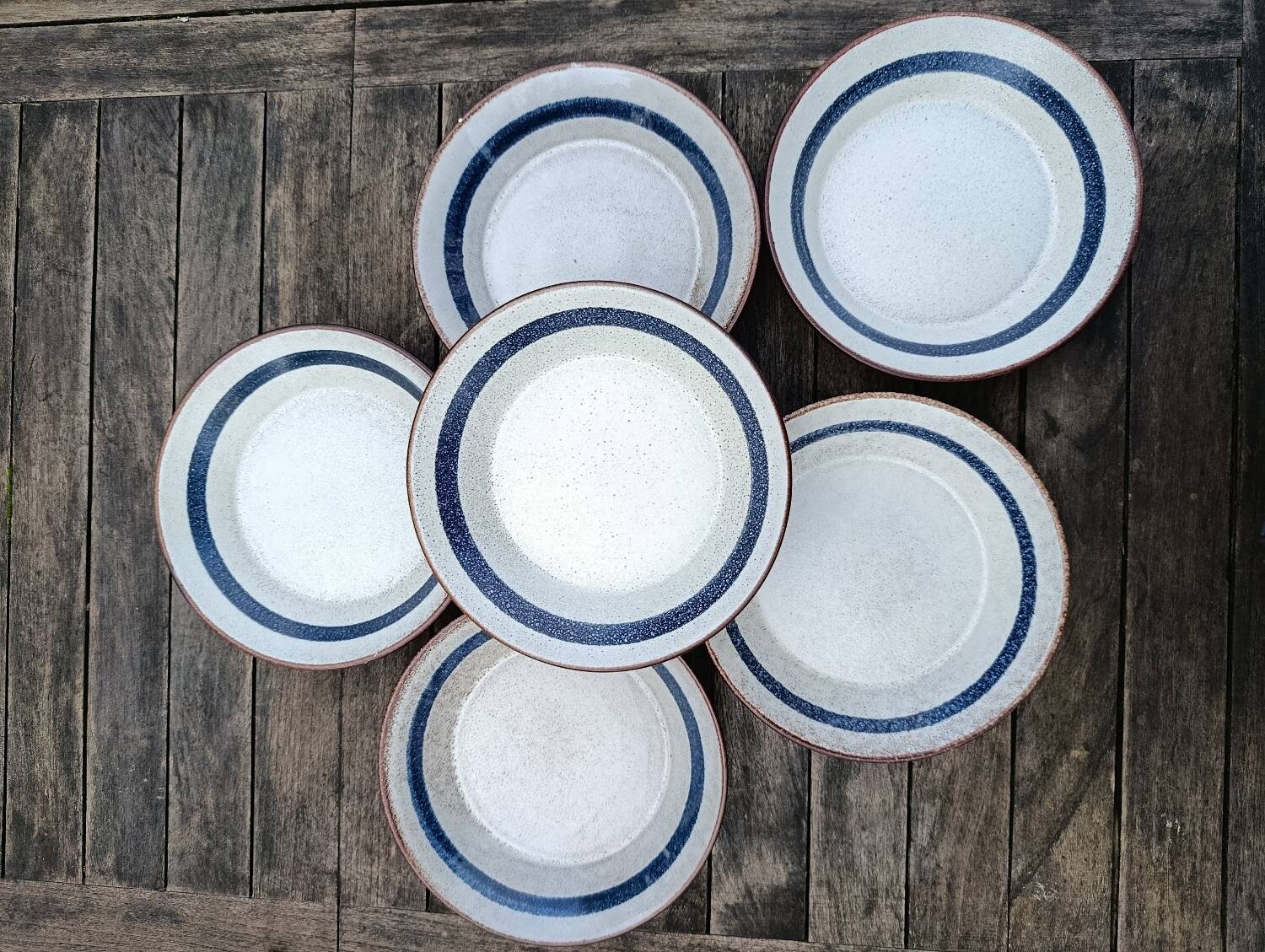 6 ceramic deep plates from the 1960s by MBFA Pornic, model Gobi.