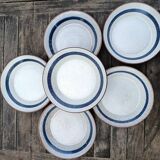 6 ceramic deep plates from the 1960s by MBFA Pornic, model Gobi.