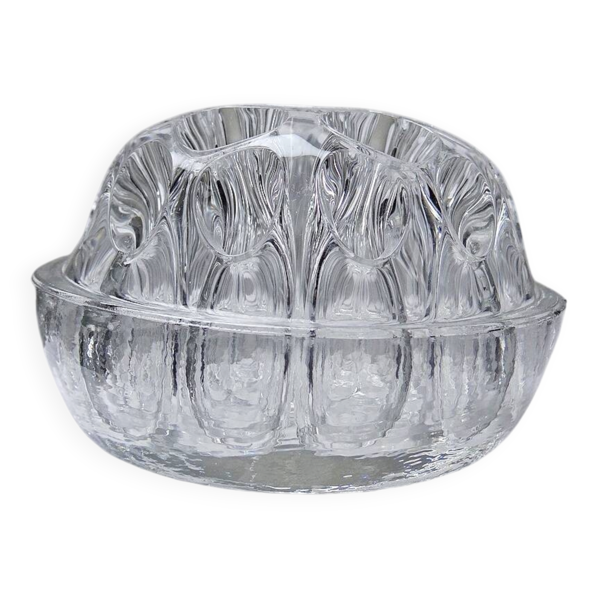 Glass globe flower holder, Reims, 19 holes, vintage 1950-1960