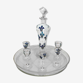 Italian Art Nouveau glass liquor set from 1920s