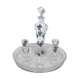 Italian Art Nouveau glass liquor set from 1920s